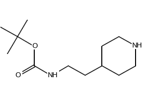 Carbamic acid, N-[2-(4-piperidinyl)ethyl]-, 1,1-dimethylethyl ester structure, CAS 165528-81-4
