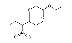 Ethyl 2-((2-methyl-4-nitrohexan-3-yl)thio)acetate structure, CAS 92316-65-9