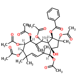 2,5,7,8,9,14-Hexaacetoxy-3-benzoyloxy-15-hydroxy-jatropha-6(17),11E-diene structure, CAS 210108-86-4