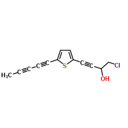 1-chloro-4-(5-(penta-1,3-diynyl)thiophen-2-yl)but-3-yn-2-ol structure, CAS 26905-70-4