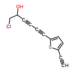 1-chloro-6-(5-ethynylthiophen-2-yl)hexa-3,5-diyn-2-ol structure, CAS 78876-53-6