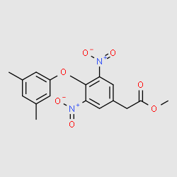 Methyl 2-(4-(3,5-dimethylphenoxy)-3,5-dinitrophenyl)acetate structure, CAS 2056-00-0
