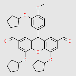 4,5-Bis(cyclopentyloxy)-9-(3-(cyclopentyloxy)-4-methoxyphenyl)-9H-xanthene-2,7-dicarbaldehyde structure, CAS 204633-13-6
