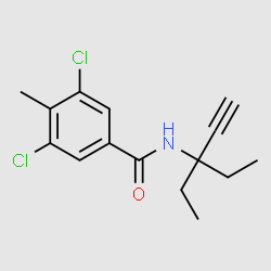 3,5-Dichloro-N-(3-ethylpent-1-yn-3-yl)-4-methylbenzamide structure, CAS 226065-69-6