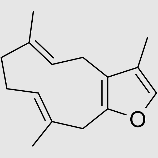 Isofuranodiene structure, CAS 57566-47-9