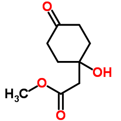 4-Hydroxy-4-(methoxycarbonylmethyl)cyclohexanone structure, CAS 81053-14-7