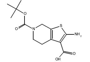 2-amino-6-(tert-butoxycarbonyl)-4,5,6,7-tetrahydrothieno[2,3-c]pyridine-3-carboxylicacid structure, CAS 923010-68-8