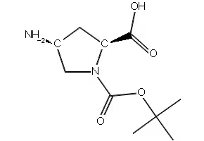 (2S,4S)-4-amino-1-(tert-butoxycarbonyl)pyrrolidine-2-carboxylic acid structure, CAS 132622-66-3