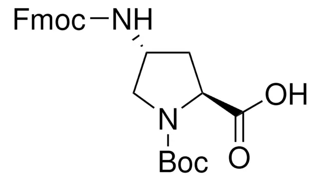 (2R,4R)-4-(((9H-fluoren-9-yl)methoxy)carbonylamino)-1-(tert-butoxycarbonyl)pyrrolidine-2-carboxylic acid structure, CAS 176486-63-8
