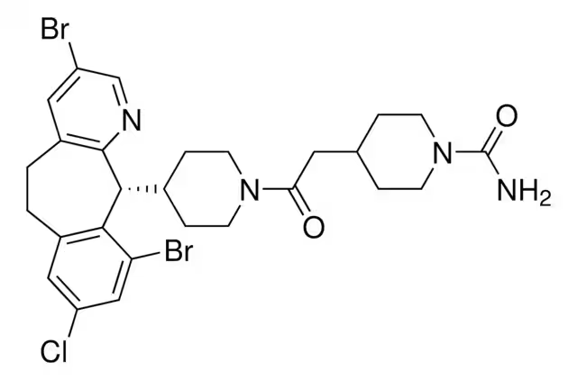 1-Piperidinecarboxamide,4-[2-[4-[(11R)-3,10-dibromo-8-chloro-6,11-dihydro-5H-benzo[5,6]cyclohepta[1,2-b]pyridin-11-yl]-1-piperidinyl]-2-oxoethyl]- structure, CAS 193275-84-2