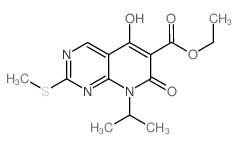 ethyl5-hydroxy-8-isopropyl-2-(methylthio)-7-oxo-7,8-dihydropyrido[2,3-d]pyrimidine-6-carboxylate structure, CAS 76360-86-6