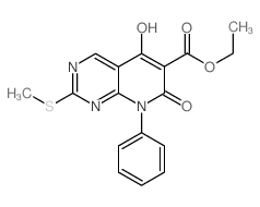 ethyl5-hydroxy-2-(methylthio)-7-oxo-8-phenyl-7,8-dihydropyrido[2,3-d]pyrimidine-6-carboxylate structure, CAS 1253791-97-7