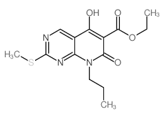 ethyl5-hydroxy-2-(methylthio)-7-oxo-8-propyl-7,8-dihydropyrido[2,3-d]pyrimidine-6-carboxylate structure, CAS 76360-85-5