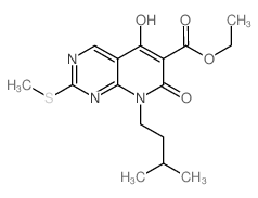 ethyl5-hydroxy-8-isopentyl-2-(methylthio)-7-oxo-7,8-dihydropyrido[2,3-d]pyrimidine-6-carboxylate structure, CAS 1253790-09-8