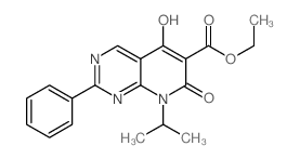 ethyl5-hydroxy-8-isopropyl-7-oxo-2-phenyl-7,8-dihydropyrido[2,3-d]pyrimidine-6-carboxylate structure, CAS 1253790-73-6