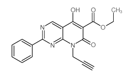 ethyl5-hydroxy-7-oxo-2-phenyl-8-(prop-2-ynyl)-7,8-dihydropyrido[2,3-d]pyrimidine-6-carboxylate structure, CAS 76361-09-6