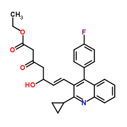 Ethyl(E)-7-[2-cyclopropyl-4-(4-flurophenyl)-3-quinolinyl]-5-hydroxy-3-oxo-6-heptenoate structure, CAS 148901-69-3