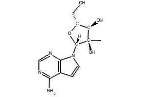 (2R,3R,4R,5R)-2-(4-amino-7H-pyrrolo[2,3-d]pyrimidin-7-yl)-5-(hydroxymethyl)-3-methyltetrahydrofuran-3,4-diol structure, CAS 443642-29-3