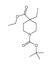 1-tert-butyl4-ethyl4-(iodomethyl)piperidine-1,4-dicarboxylate structure, CAS 213013-98-0