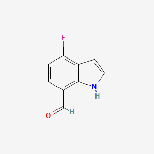 4-fluoro-1H-indole-7-carbaldehyde structure, CAS 389628-19-7