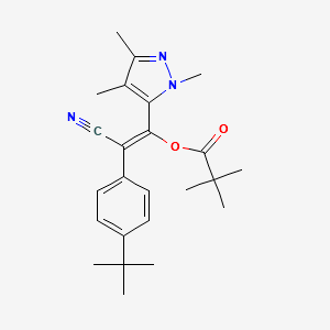 (1E)-2-cyano-2-[4-(1,1-dimethylethyl)phenyl]-1-(1,3,4-trimethyl-1H-pyrazol-5-yl)ethenyl2,2-dimethylpropanoate structure, CAS 560121-52-0