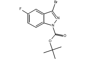 tert-butyl3-bromo-5-fluoro-1H-indazole-1-carboxylate structure, CAS 885271-57-8