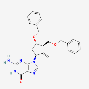 (1S,3R,4S)-2-amino-9-[4-(benzyloxy)-3-(benzyloxymethyl)-2-methylidene-cyclopentyl]-3H-purin-6-one structure, CAS 142217-81-0