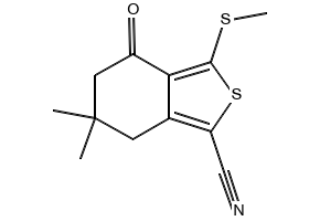 4,5,6,7-tetrahydro-6,6-dimethyl-3-(methylthio)-4-oxobenzo[c]thiophene-1-carbonitrile structure, CAS 175202-50-3