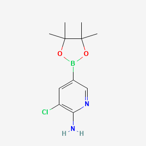 3-chloro-5-(4,4,5,5-tetramethyl-1,3,2-dioxaborolan-2-yl)pyridin-2-amine structure, CAS 1032758-99-8