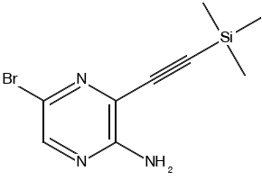 5-bromo-3-((trimethylsilyl)ethynyl)pyrazin-2-amine structure, CAS 875781-41-2