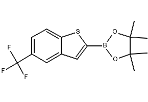 4,4,5,5-tetramethyl-2-(5-(trifluoromethyl)benzo[b]thiophen-2-yl)-1,3,2-dioxaborolane structure, CAS 1184850-41-6