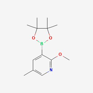 2-methoxy-5-methyl-3-(4,4,5,5-tetramethyl-1,3,2-dioxaborolan-2-yl)pyridine structure, CAS 1083168-84-6