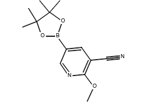2-methoxy-5-(4,4,5,5-tetramethyl-1,3,2-dioxaborolan-2-yl)nicotinonitrile structure, CAS 1073354-05-8