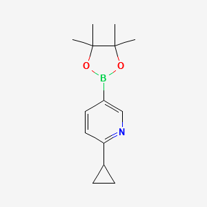 2-cyclopropyl-5-(4,4,5,5-tetramethyl-1,3,2-dioxaborolan-2-yl)pyridine structure, CAS 893567-09-4