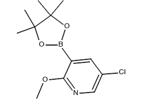5-chloro-2-methoxy-3-(4,4,5,5-tetramethyl-1,3,2-dioxaborolan-2-yl)pyridine structure, CAS 1083168-96-0