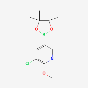 3-chloro-2-methoxy-5-(4,4,5,5-tetramethyl-1,3,2-dioxaborolan-2-yl)pyridine structure, CAS 1083168-91-5