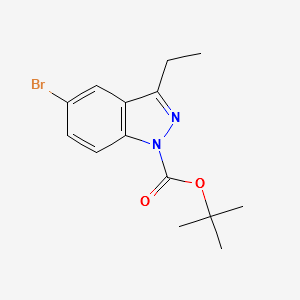 tert-butyl5-bromo-3-ethyl-1H-indazole-1-carboxylate structure, CAS 1245646-78-9