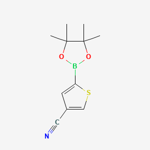 5-(4,4,5,5-tetramethyl-1,3,2-dioxaborolan-2-yl)thiophene-3-carbonitrile structure, CAS 916454-59-6