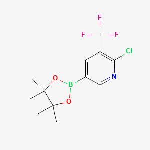 2-chloro-3-(trifluoromethyl)-5-(4,4,5,5-tetramethyl-1,3,2-dioxaborolan-2-yl)pyridine structure, CAS 741709-67-1