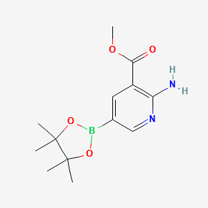 methyl2-amino-5-(4,4,5,5-tetramethyl-1,3,2-dioxaborolan-2-yl)pyridine-3-carboxylate structure, CAS 947249-44-7