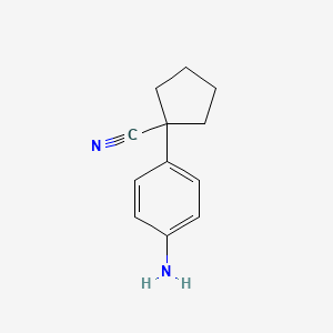 1-(4-aminophenyl)cyclopentanecarbonitrile structure, CAS 115279-73-7