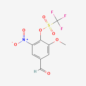 Trifluoro-methanesulfonicacid2-methoxy-4-formyl-6-nitro-phenylester structure, CAS 1021493-52-6
