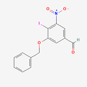3-Benzyloxy-4-iodo-5-nitro-benzaldehyde structure, CAS 1016976-13-8