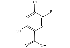 5-Bromo-4-chloro-2-hydroxy-benzoicacid structure, CAS 142167-38-2