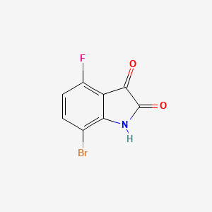 7-bromo-4-fluoroindoline-2,3-dione structure, CAS 1245648-36-5