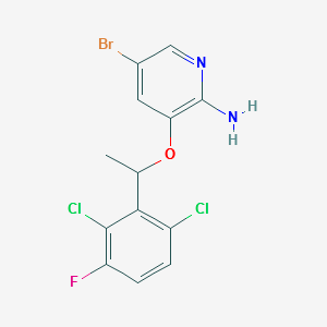 5-bromo-3-(1-(2,6-dichloro-3-fluorophenyl)ethoxy)pyridin-2-amine structure, CAS 756503-69-2