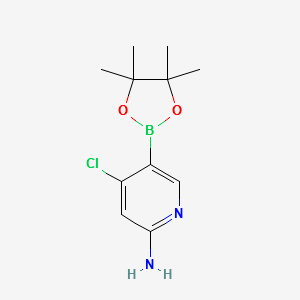 4-chloro-5-(4,4,5,5-tetramethyl-1,3,2-dioxaborolan-2-yl)pyridin-2-amine structure, CAS 944401-60-9