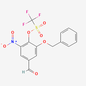 Trifluoro-methanesulfonicacid2-benzyloxy-4-formyl-6-nitro-phenylester structure, CAS 312731-70-7