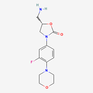 (S)-N-[[3-[3-Fluoro-4-[4-morpholinyl]phenyl]-2-oxo-5-oxazolidinyl]methyl]amine structure, CAS 168828-90-8