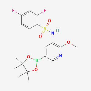 2,4-difluoro-N-(2-methoxy-5-(4,4,5,5-tetramethyl-1,3,2-dioxaborolan-2-yl)pyridin-3-yl)benzenesulfonamide structure, CAS 1083326-73-1